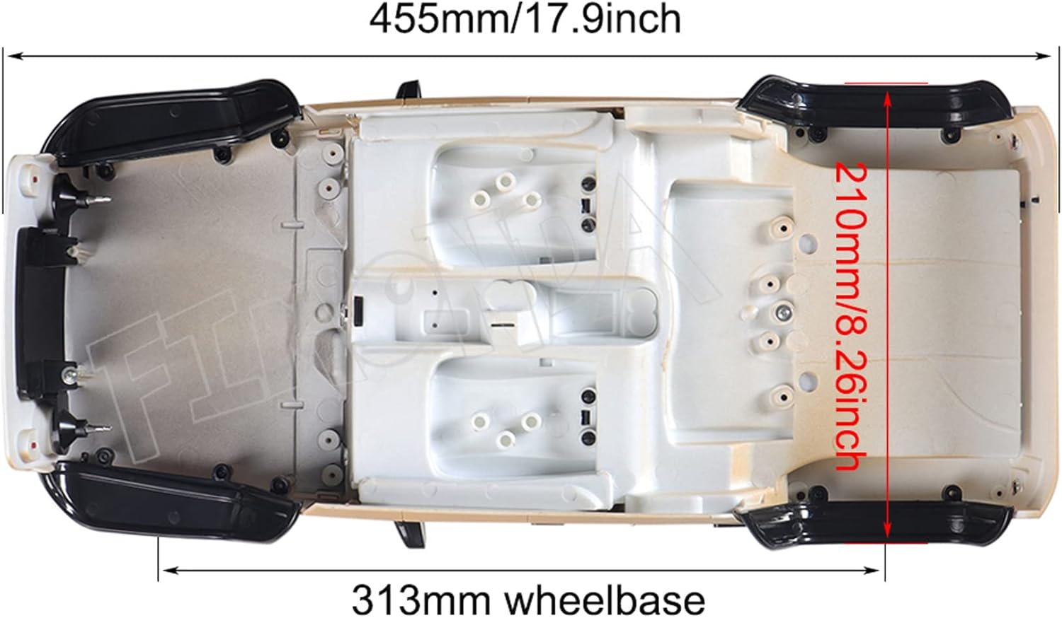 1/10 RC Crawler Body 313mm 4 Door Wheelbase Jeep Wrangler JK Rubicon Body for 1/10 Scale RC Body Jeep Shell Hard Body Shell Kit Axial SCX10 90046 90047 RGT EX86100(Army Green)