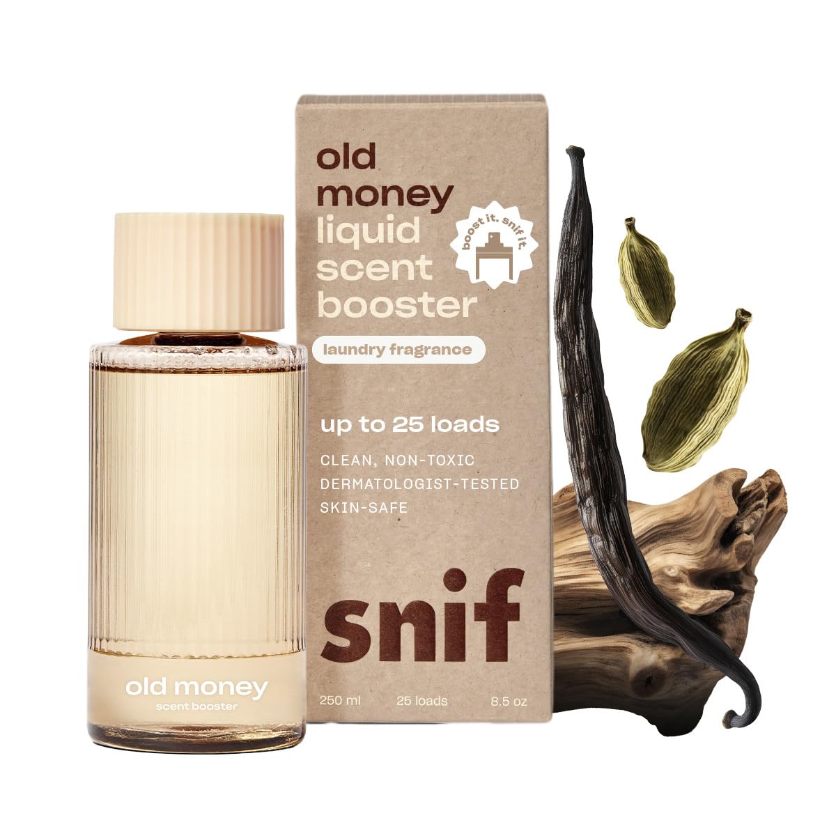 Snif Sweet Ash Scent Booster, Rich and Cozy Scent, 25 Loads, Non-Irritating to Skin, Clean, Non-Toxic, Vegan, Cruelty Free, 8.5oz Old Money