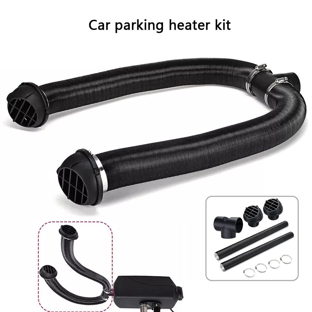 Kit Uscita Aria Calda Per Camper, Tubo Riscaldamento 75mm, Per Eberspacher E Webasto (2 Tubi + Connettori)
