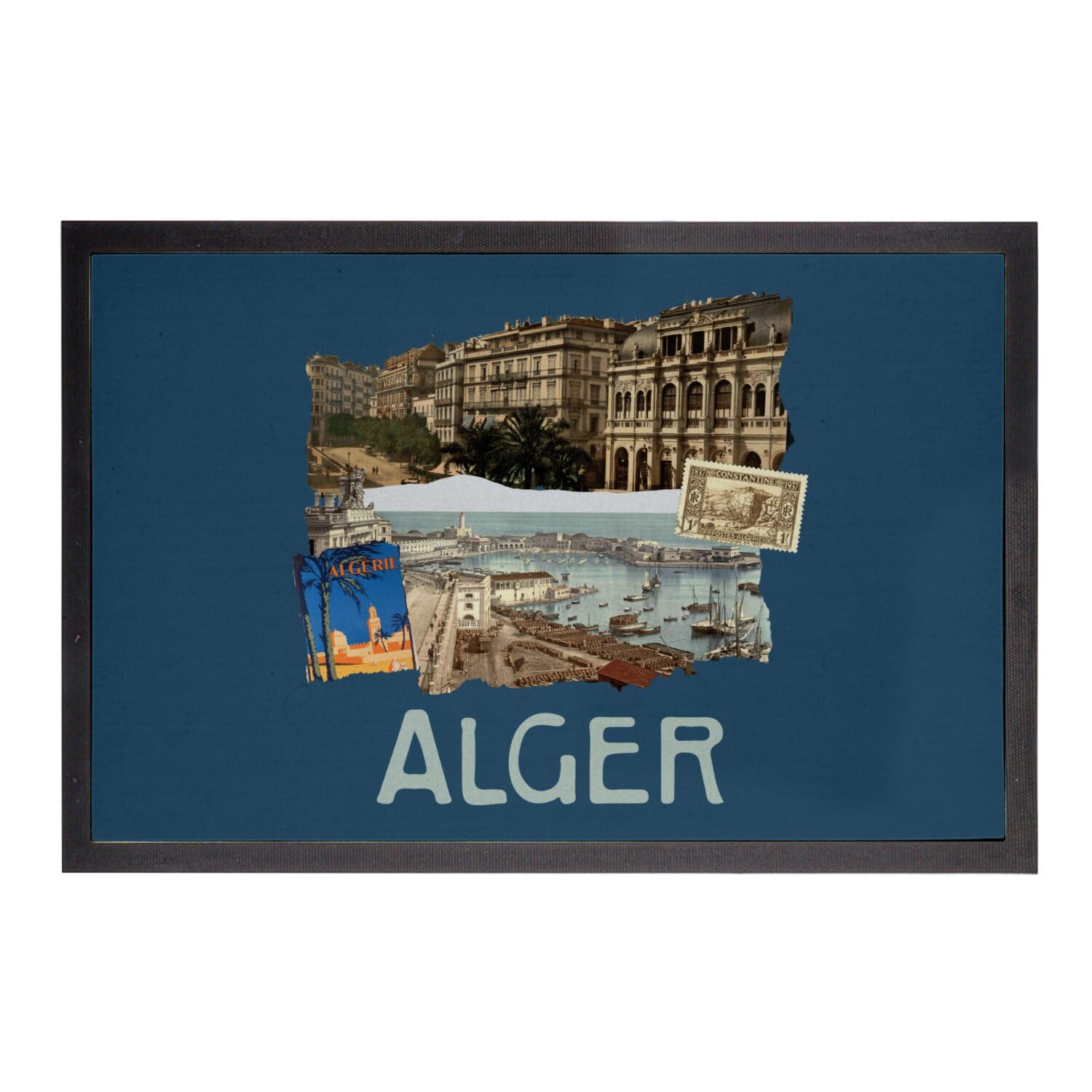 Paillasson bleu Alger cadeau idéal pour amoureux de voyage et culture