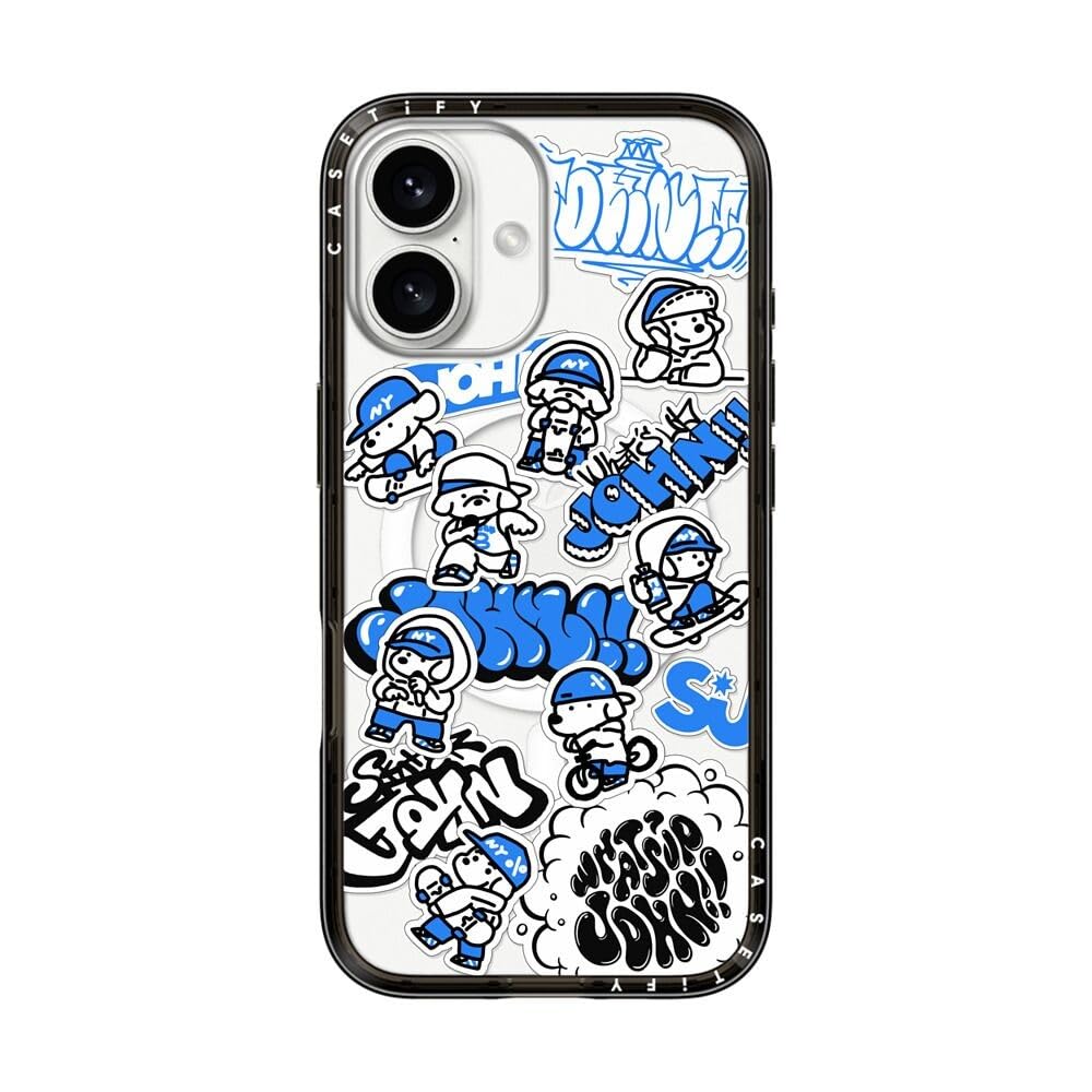 CASETiFY コンパクト iPhone 16 ケース [MagSafe対応/薄型 軽量/耐衝撃] - mini JOHN - ブラック