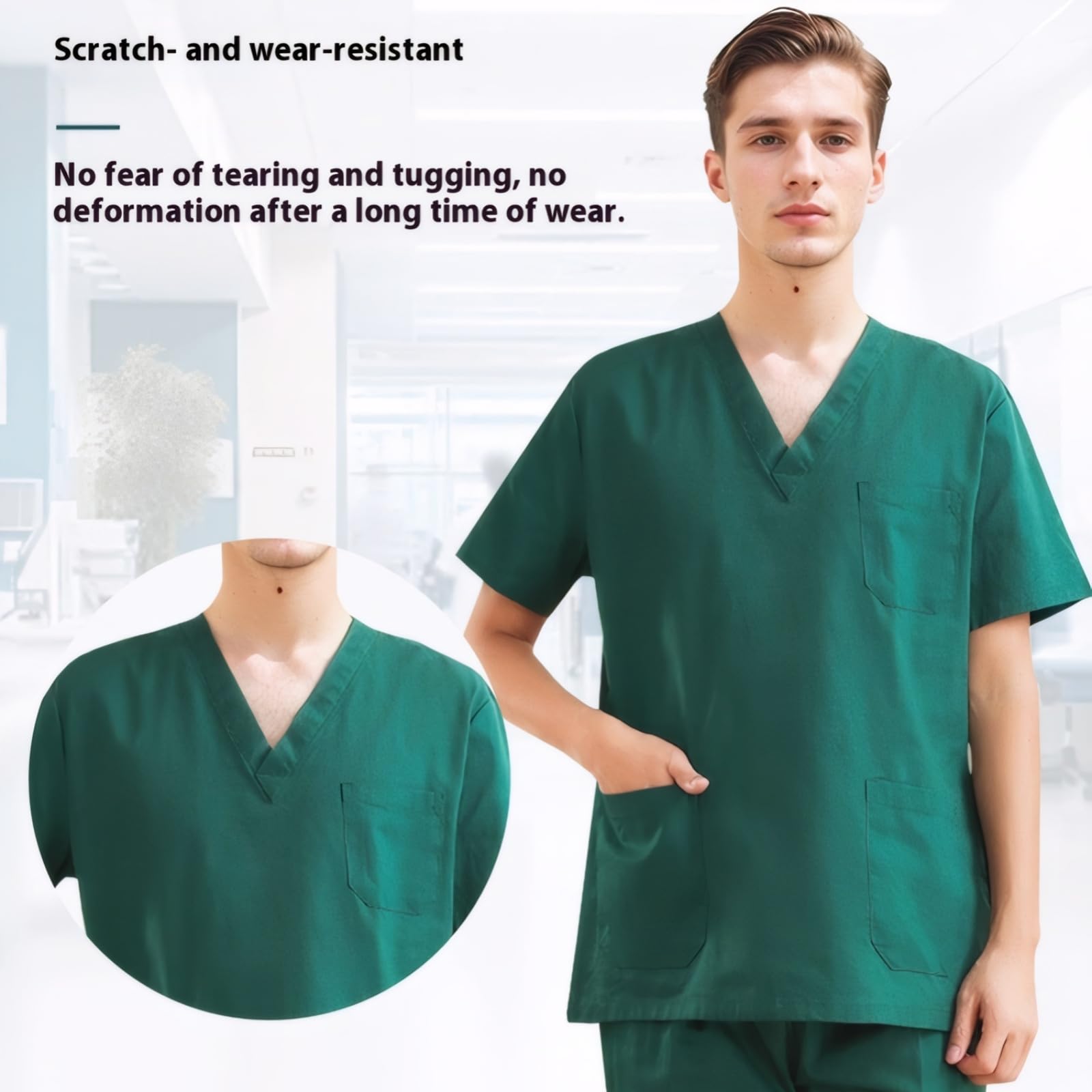 Chesoon Uniforme Médico para Hombres Verano Manga Corta Conjunto Tejido Elástico Secado Rápido para Dentistas Clínicas
