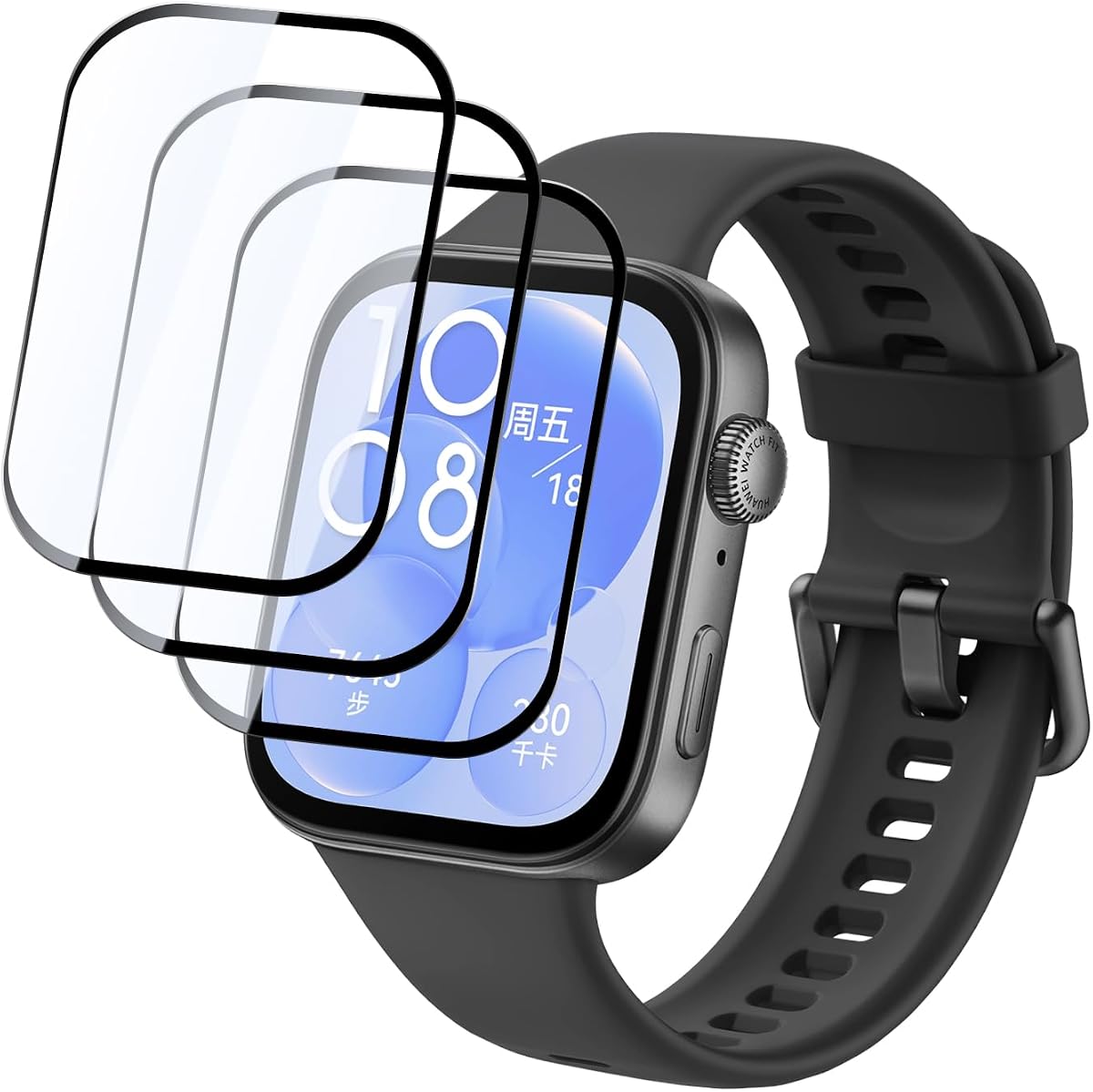 Protector de pantalla para Huawei Watch Fit 3, Ultra HD. Protección contra roturas, resistente al aceite, ultra resistente, amigable, antiarañazos, sin burbujas, paquete de 3