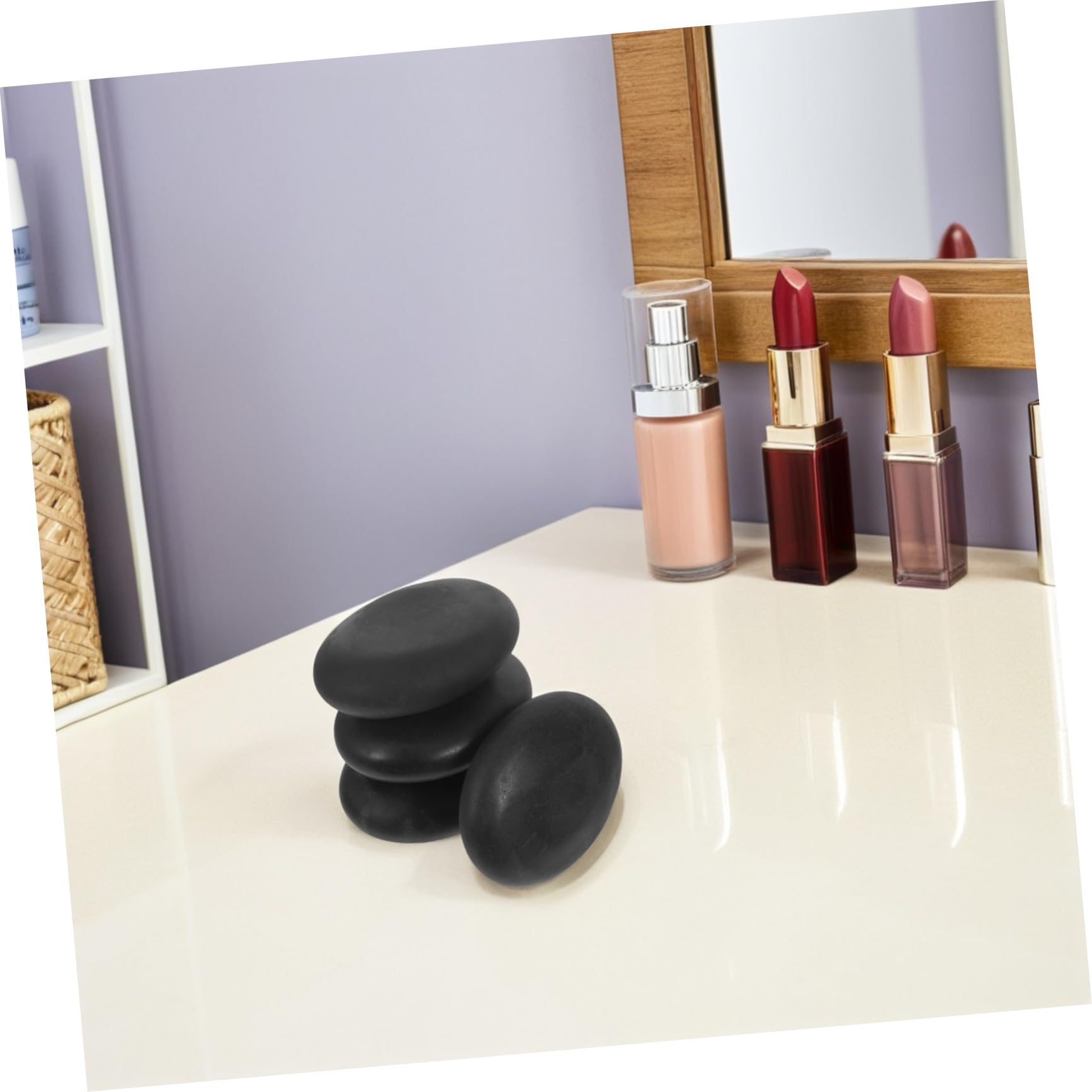 4 Piedras De Masaje Calientes Para Spa Calentadores De Basalto Para Salón De Belleza Cuidado De Pies Color Negro