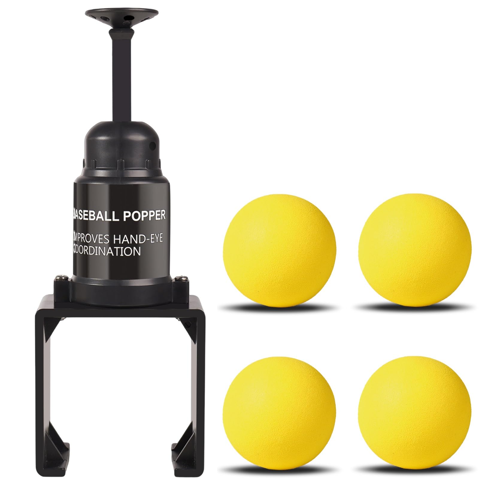 Edinnoda Softball Training Tee Popper | Baseball Popper for Hitting Without a Pitcher(Work with Practice Wiffle Balls, 4 Softballs Included) (4 Yellow Balls)