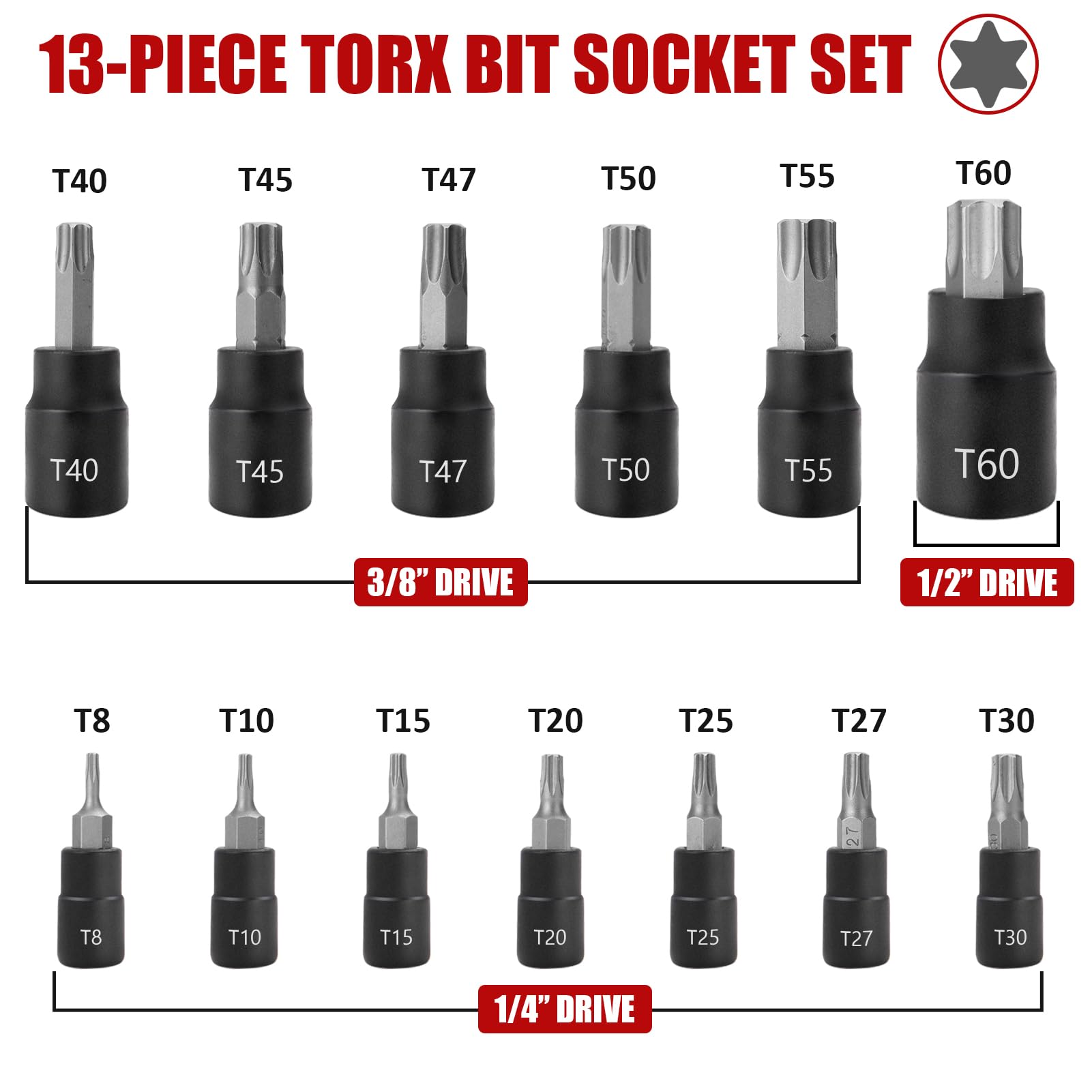Amazon.co.jp: RIMKOLO トルクスビットソケット13点セット 1/4