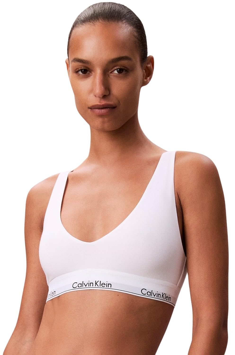 Calvin Klein Women's Unlined Triangle Bralette with Adjustable Straps, White (White), XS