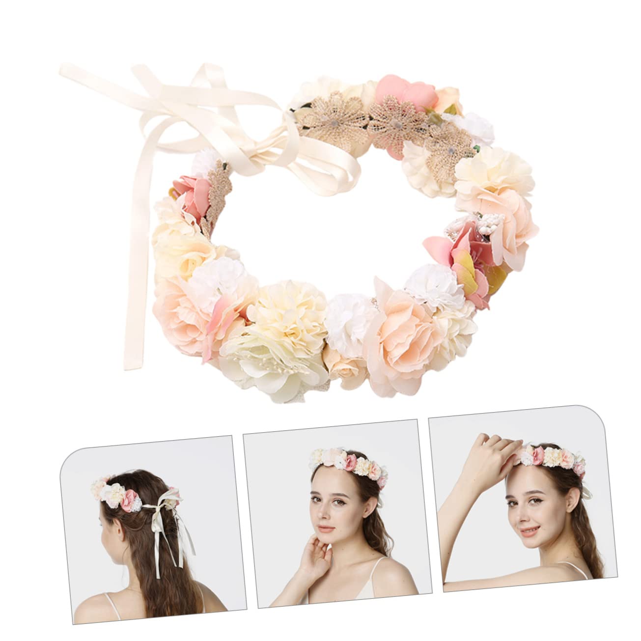 Beavorty 4piezas Diadema Floral Para Novia y Niñas Adornos De Cabello Artificiales Accesorio De Festival y Boda Diseño y Cómodo Para Fiesta y Celebraciones