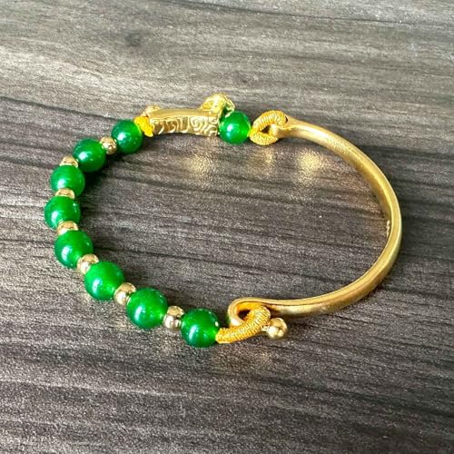 Image of Fashion 18K Gold Plated Lucky Wish Arm Band Cuff Bracelet Faux Jade Stone Bracelet