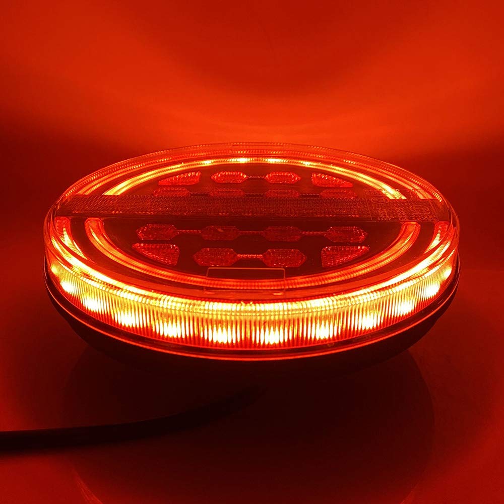 2 luces traseras LED redondas para remolque, 12/24 V, 3 funciones, luces traseras universales para remolque, camión, RV, furgonetas, tractor, aprobación ECE impermeable