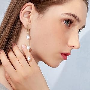 2SET★【TATIANA】Shiny Pearl drop & Dot Pearl Earcuff Eternal Collection Tahitian 11.0-12.0 mm Drop Pearl