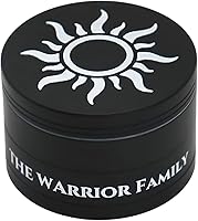 THE WARRIOR FAMILY 4-Piece Aluminum Herb Grinder with Pollen Catcher, Stainless Steel Mesh & Glow Magnetic Lid - Manual Spice Mill
