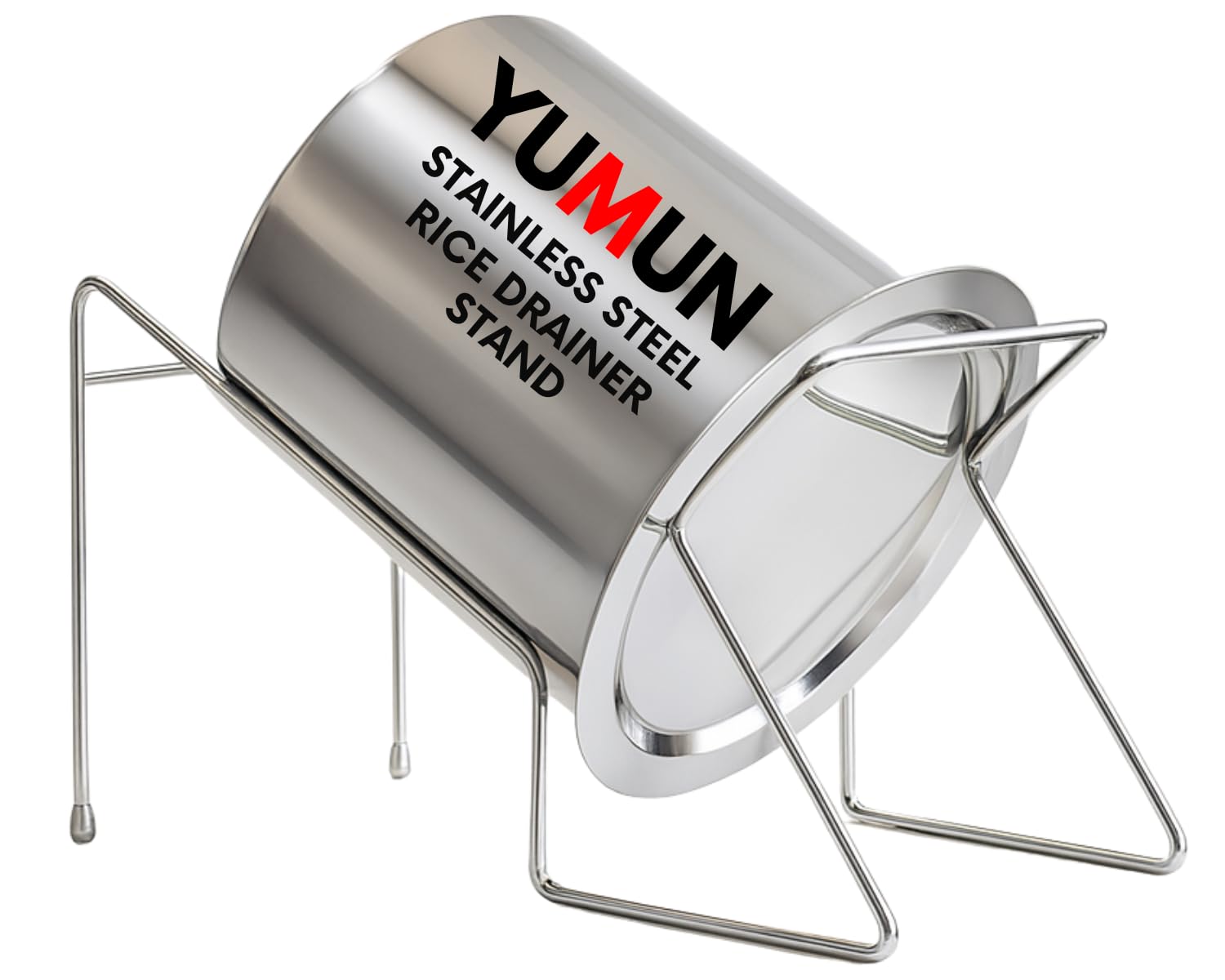 Yumun Stainless Steel Rice Pot Drainer Stand for Kitchen | Fruit, Beans, Noodle Strainer | Tabletop Cooked Rice Strainer | Hands-Free Drainer