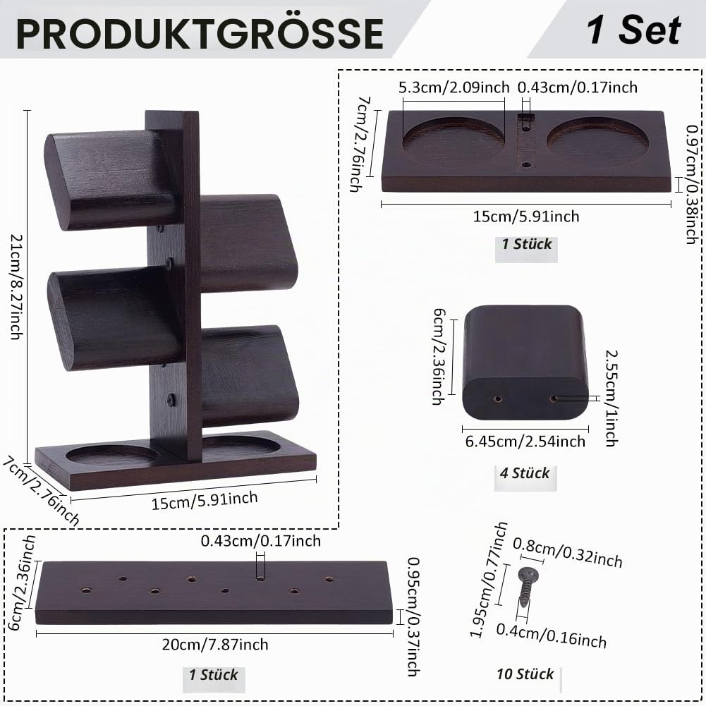 PH PandaHall Uhrenhalter Stand, Uhrenständer aus Holz Mehrere Uhr Organizer Holz Verkaufsständer Turm Präsentationsständer für Vatertag Ringe Armbänder Halsketten Geschenk Männer Frauen, Kokosbraune