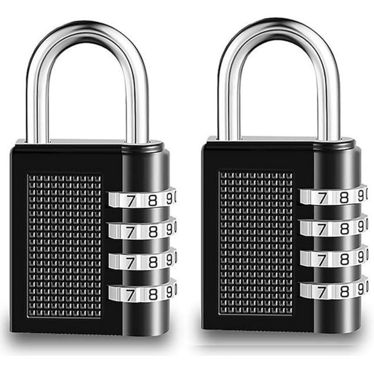 Hrlork Black Combination Padlock School Locker Lock Outdoor Weatherproof Digit Padlock Resettable Code Lock - 2 Packs