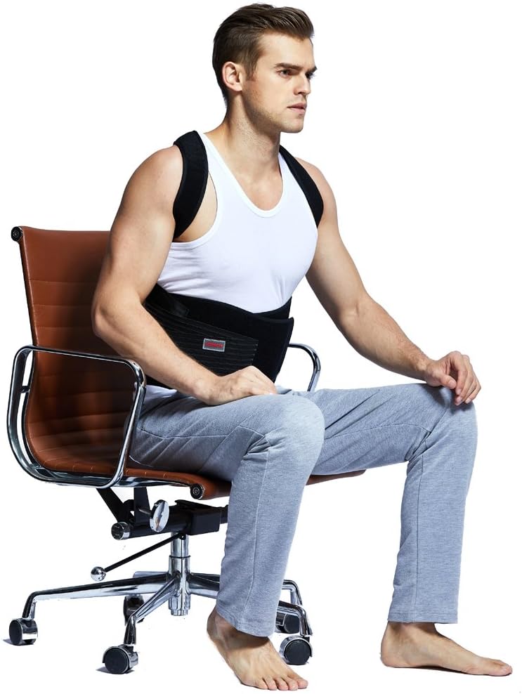 Adjustable Lumbar Brace Back Support Belt with Posture Corrector,10 Removable Steel Splints and Dual Straps,Black Butterfly