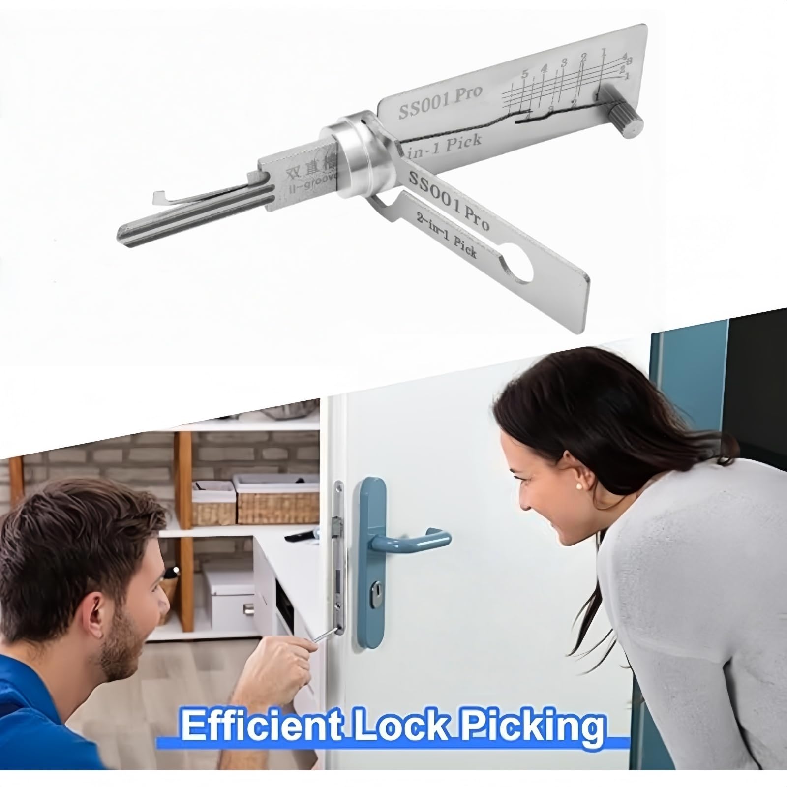 SS001 Pro Stainless Steel Key Decoder,2 in 1 Pick and Decoder Tools for Door Lock,Lock Picking Set for Beginners,Stainless Steel Lo/ck Picking Kit,Lo/ck Pick De/Coder for Auto,Master Key De/Coder - Image 4