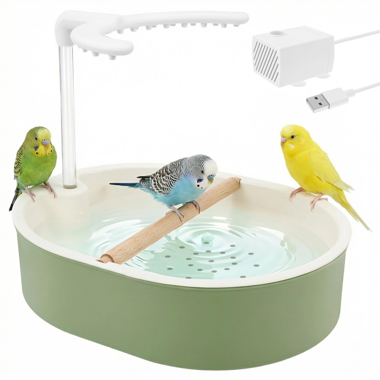 Bain d'oiseaux Automatique avec Douche intégrée, Douche pour Perroquets et Douche d'oiseaux USB à Circulation d'eau pour Perruches