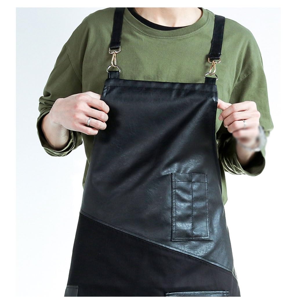 TEESONG Delantal de Chef Delantal Vaquero barbería peluquería manicura Cocina Hornear Bar cafetería té de la Leche Tienda Ropa de Trabajo Delantales para Hombres