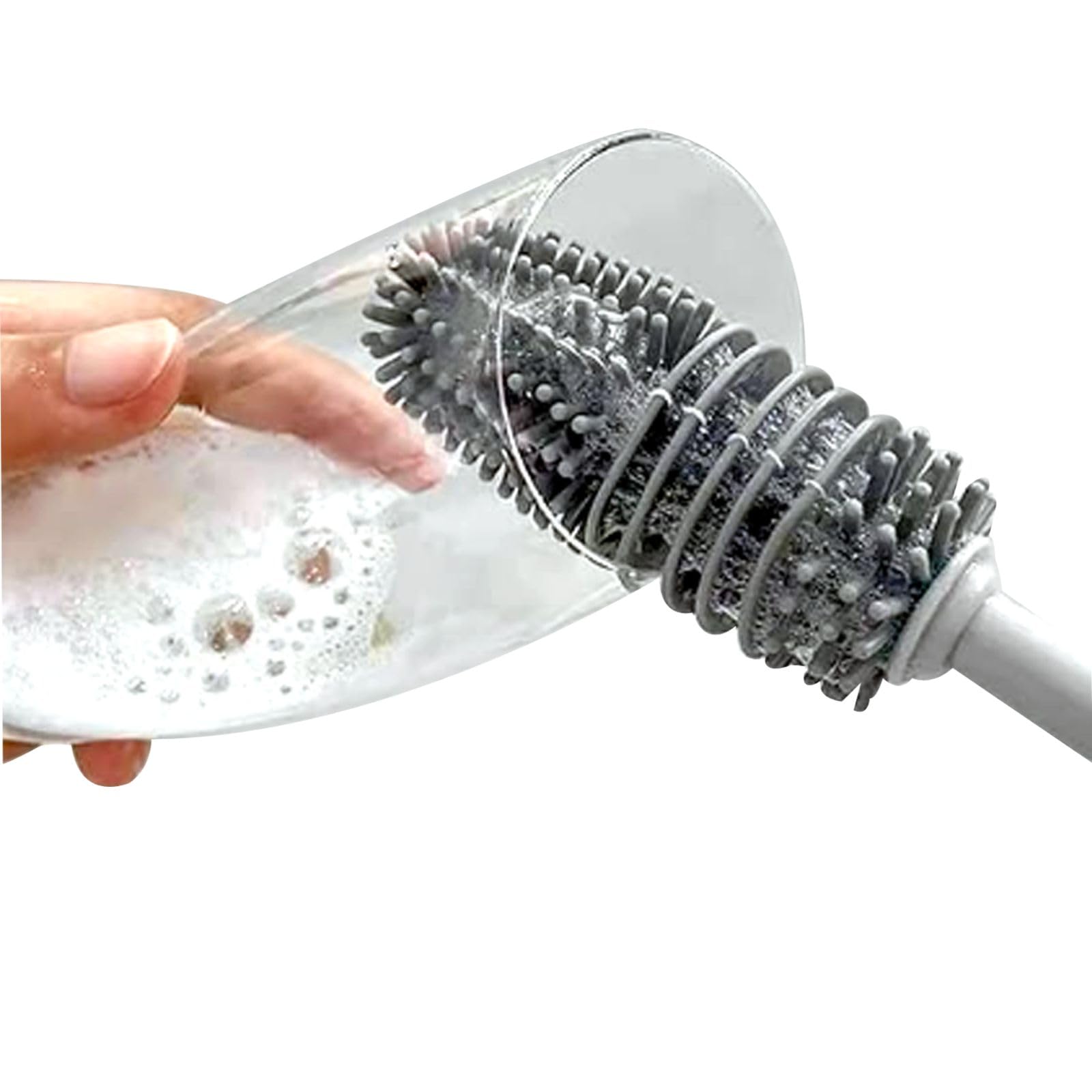 YOEFJYPT Silicone Bottle Cleaning Brush with Long Handle, Water Bottle Cleaner Brush for Baby Bottles, Vase, Sports Bottle, Glassware, Perfect for Smaller Diameter Bottle Openings (2PCS)