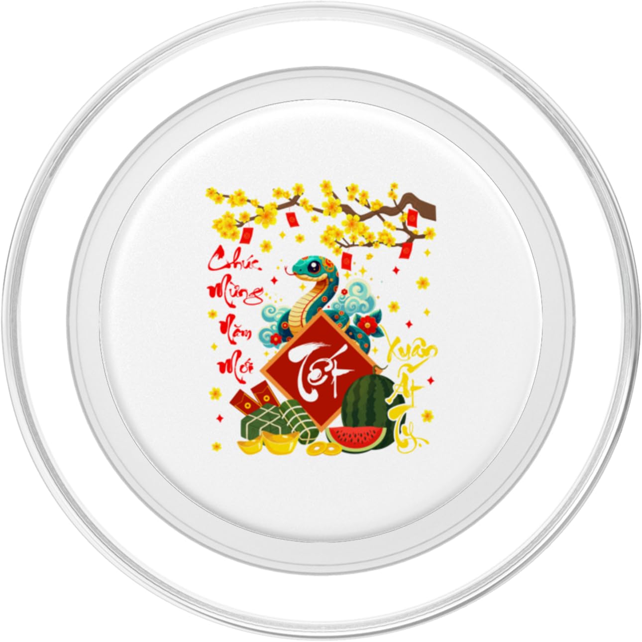 Chuc Mung Nam Moi Xuan At Ty Vietnamese Lunar New Year Snake PopSockets PopGrip for MagSafe, Clear - Image 2