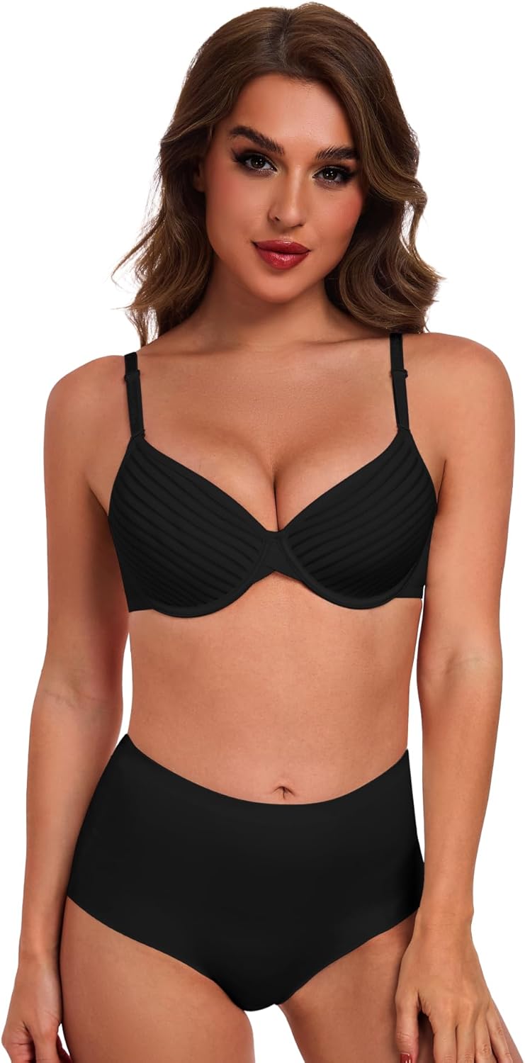 Womens Push Up Bras Sexy Sheer Mesh Full Coverage Unlined Underwire Bra - Image 2