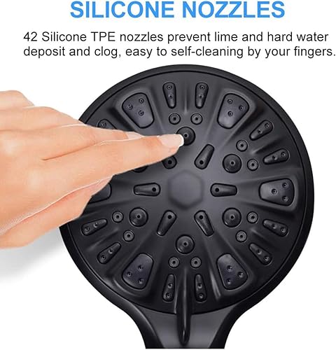 Miniatura 4 de Cabezal de ducha filtrado con cabezal de ducha de mano de alta presión, 9 modos de pulverización, filtra cuentas para agua dura, elimina el cloro,