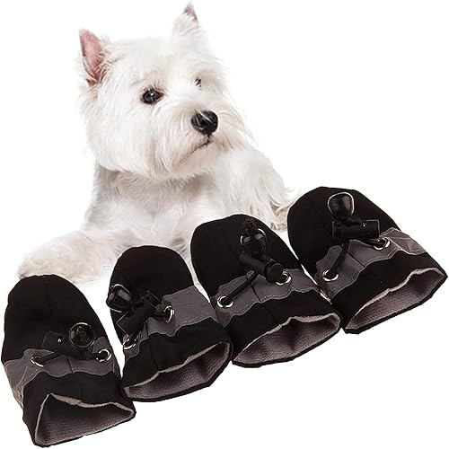 Miniatura 1 de Zapatos suaves para perros pequeños, zapatos ligeros para cachorros para verano e invierno, botines antideslizantes para caminar, color negro,