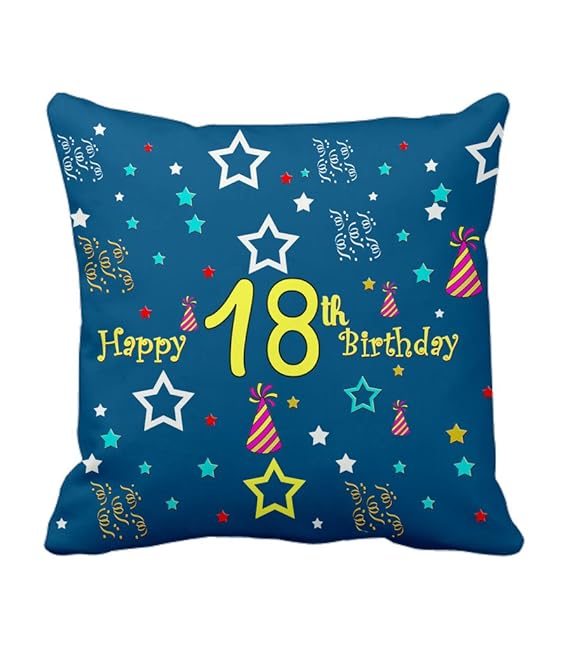 TIED RIBBONS 18th Birthday Gifts Satin Printed Cushion (12 Inch X 12 Inch, Multicolor).