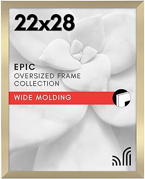 Americanflat 22x28 Poster Frame with Polished Plexiglass - Gold Picture Frame - Wide Photo Frames Made of Engineered Wood for Vertical or Horizontal Wall Display - Epic Collection - Gold