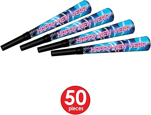 Miniatura 6 de Beistle Asistencia para rave de Nochevieja para 50 - Reactiva a la luz negra- Suministros de fiesta NYE - Sombreros, tiaras, cuernos- Hecho en