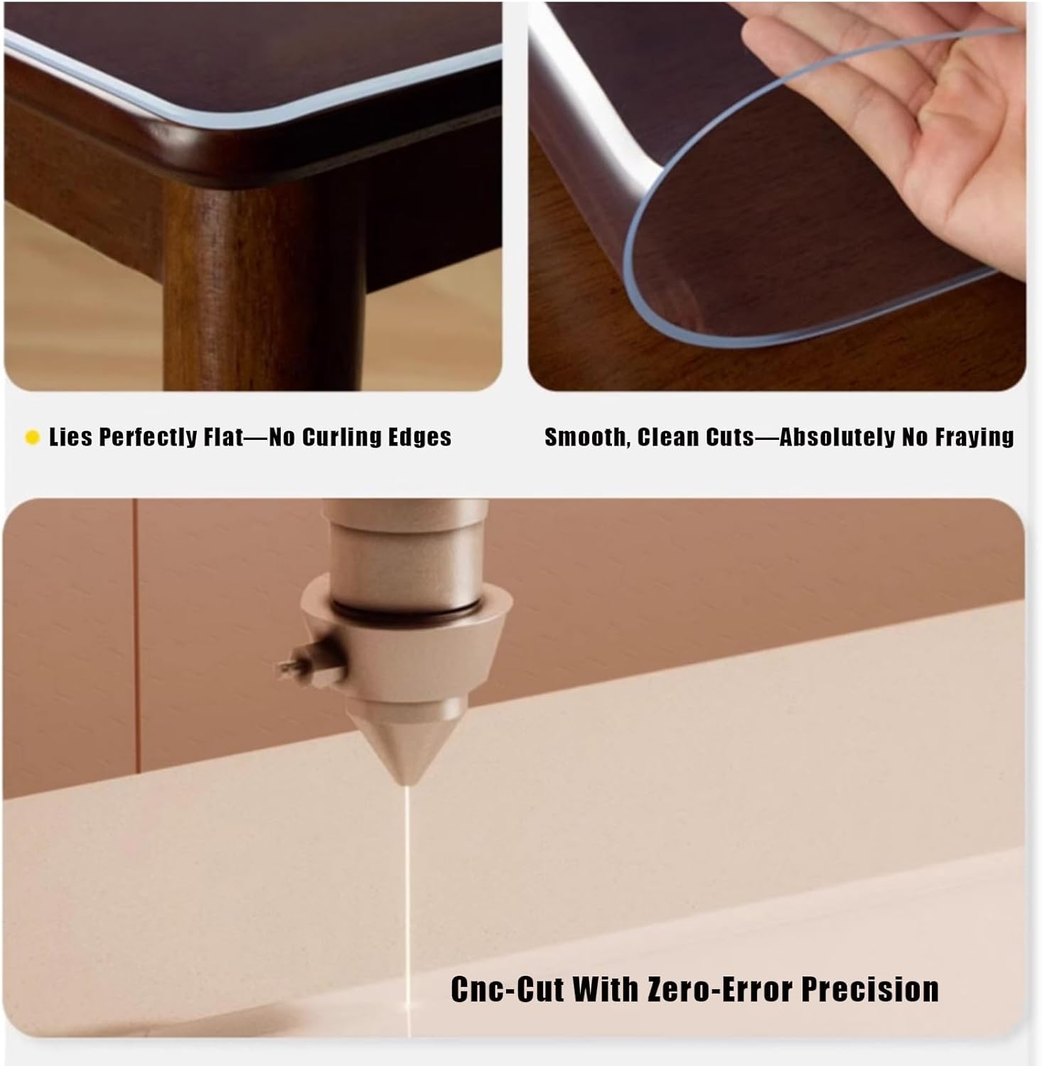 46"×63" Clear Table Protector,1.5mm Thick Plastic Table Cover,Easy Clean Clear Table Cover Protector Rectangle,for Dining, Office, Coffee Tables,Scratch-Proof，Can Be Trimmed