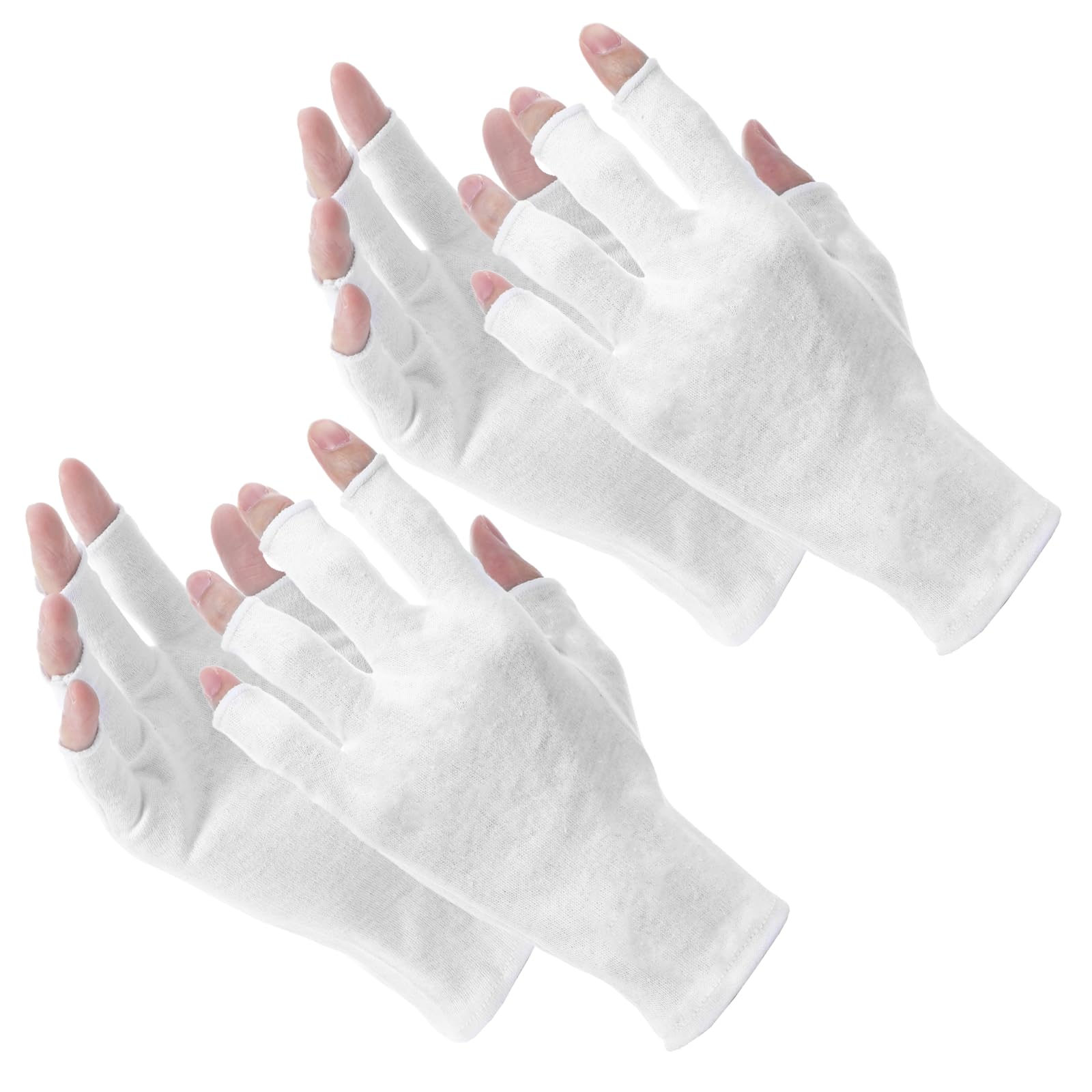 Gants en coton blanc sans doigts lot de 2 paires résistants transpiration respirants eczéma séchage mains sommeil spa
