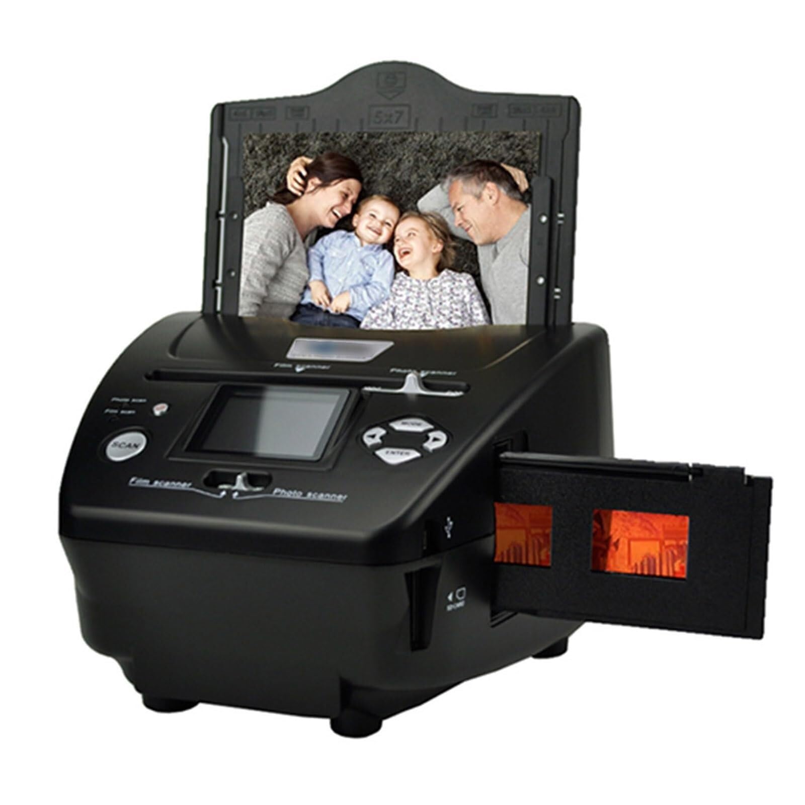 16MP Film Slide Scanner, All-in-1 Slide Viewer with LCD Screen, SD Card Slot, Converts 35mm 135 110 126 Slides Negatives to Digital JPG Photos