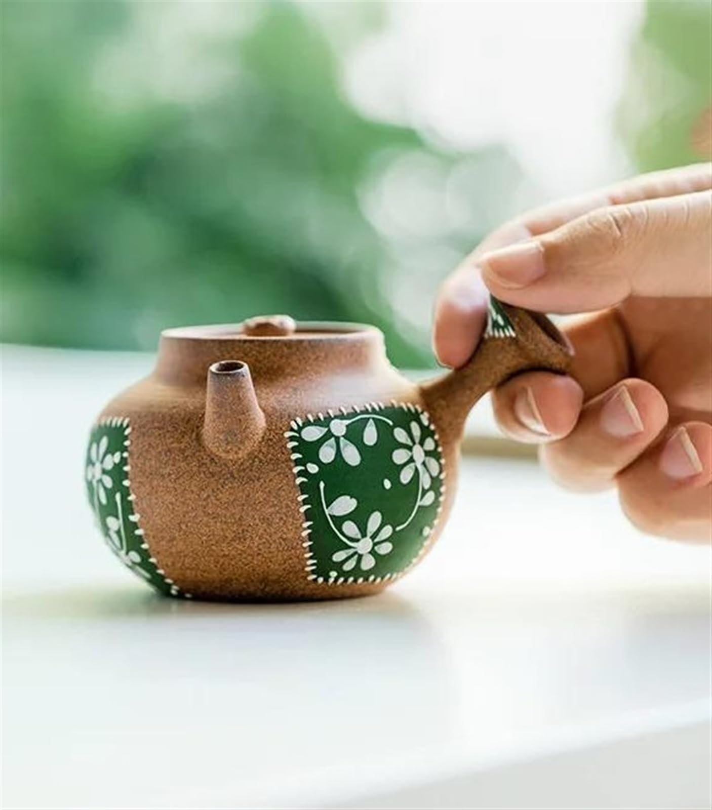 Teekannen-Set Teeartikel Zubehör Ornament Reine Handbemalte Grobe Keramik Teekanne Mit Seitlichem Griff Ästhetisches Pflaster Kleine Kanne Teekessel 70 Ml Weihnachts Teekanne Und Tasse Set