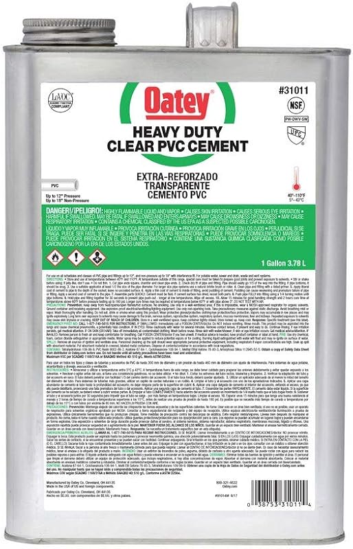 Oatey 31011 Gallon Heavy Duty Cement with Widemouth, PVC Clear