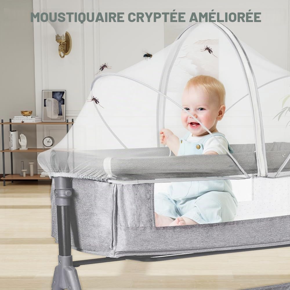mizikuu Moustiquaire pour Berceaux, Moustiquaire Universelle pour Lit Bébé 55x100cm Tissu à Mailles Fines Protection Contre Les Insectes Lit Parapluie Bébé avec Fermeture Éclair, Blanc
