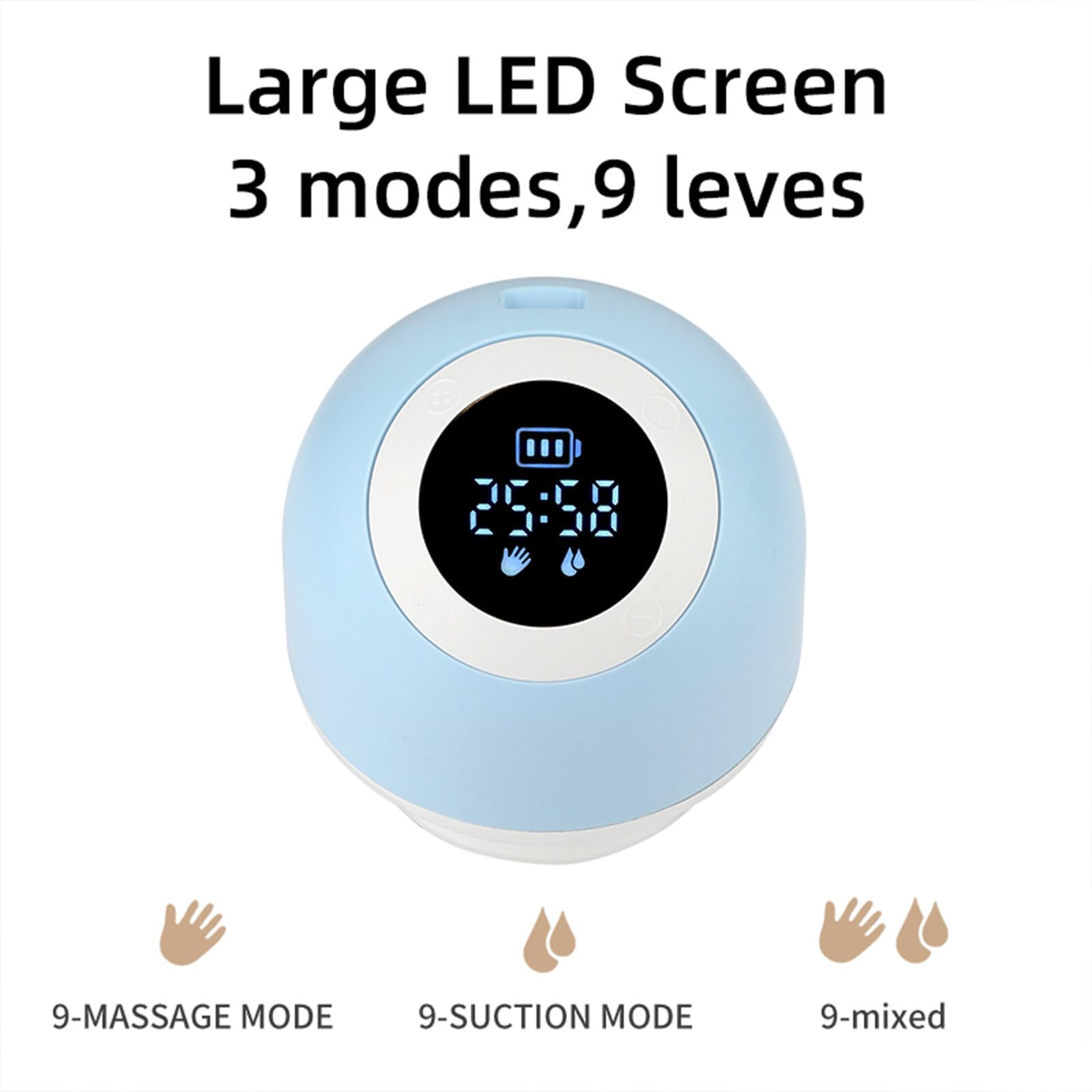 Tiralatte elettrico manuale, leggero, design ergonomico, materiale per uso alimentare, con display a LED, 9 livelli di aspirazione regolabili