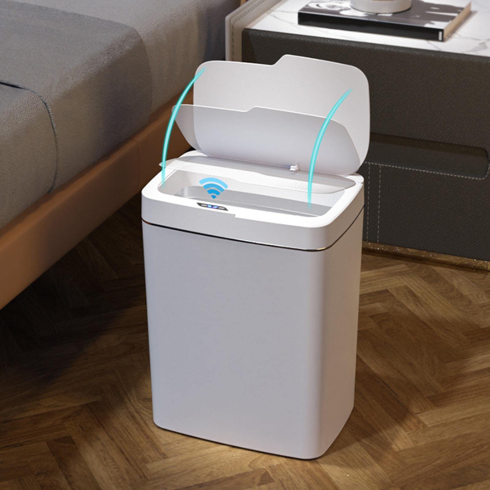 predolo Smart Mülleimer Berührungsloser Mülleimer Elektrischer Mülleimer für Badezimmer, Toilette, Schlafzimmer, Küche, Zuhause, 18L Weiß