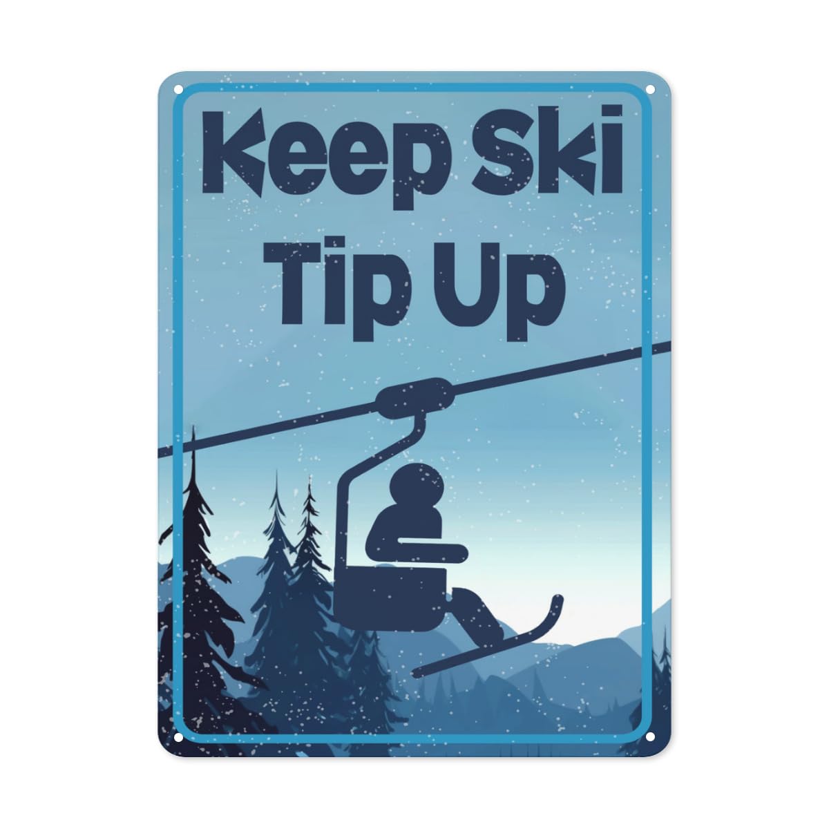 peiyeety Retro Cold Winter Metal Sign Keep Ski Tip Up Signs Metal Tin Sign Use Indoor/Outdoor Great Ski Resort Decor and Gift for Winter Sports Lover 8X12 Inch