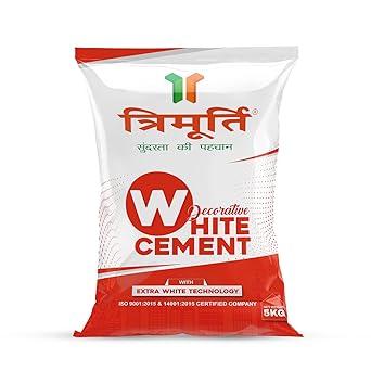 Trimurti Decorative Quality White Cement For Home Filling, Construction and Creative Projects, Ideal for Crack Filling, Repairing, and Crafting, Universal Adhesive - 5KG Packet