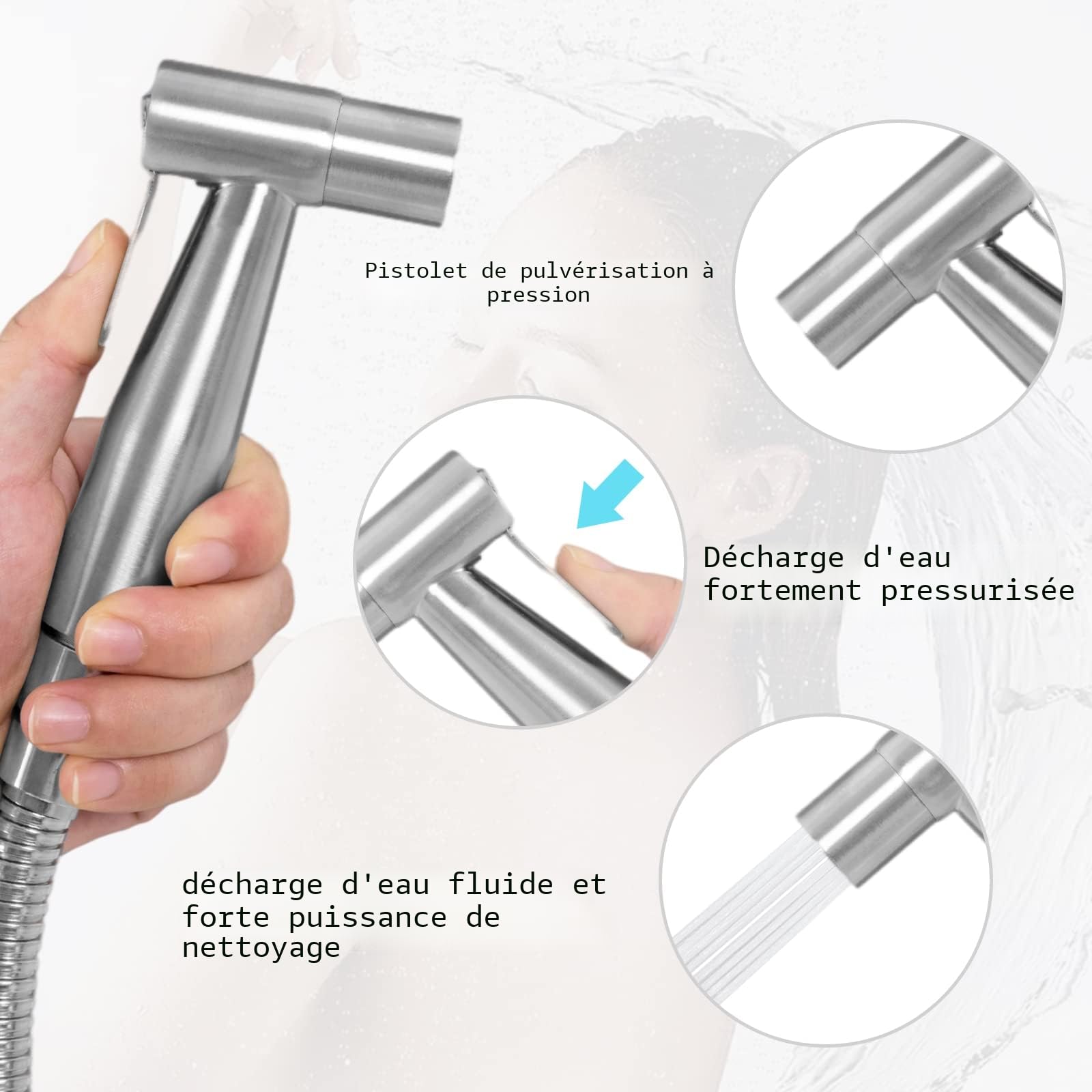 [LOSCHEN] Pulvérisateur de toilettes pour bidet et de toilettes en acier inoxydable, Kit de pulvérisateur de bidet, pulvérisateur de robinetterie Pulvérisateur de WC Shattaf