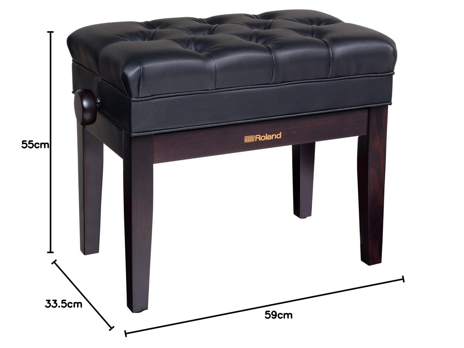 Sgabello Roland per pianoforte con finitura palissandro, rivestimento vinilico della seduta e scomparto per gli spartiti - RPB-500RW