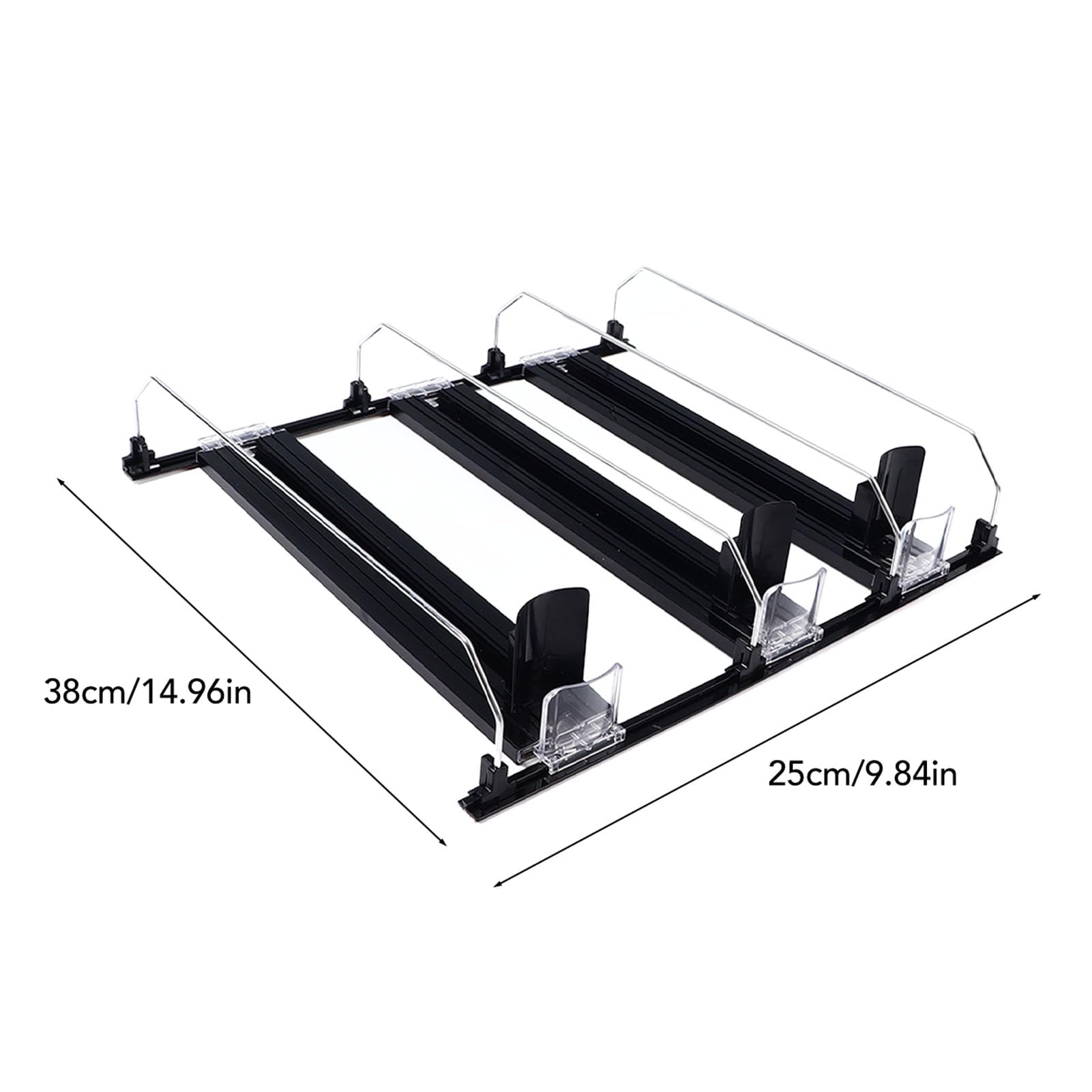 Organizador De Bebidas Para Nevera De 38 Cm Deslizamiento Automático De Empujador, Dispensador De Soda De Ancho Ajustable Para Refrigerador(Negro)