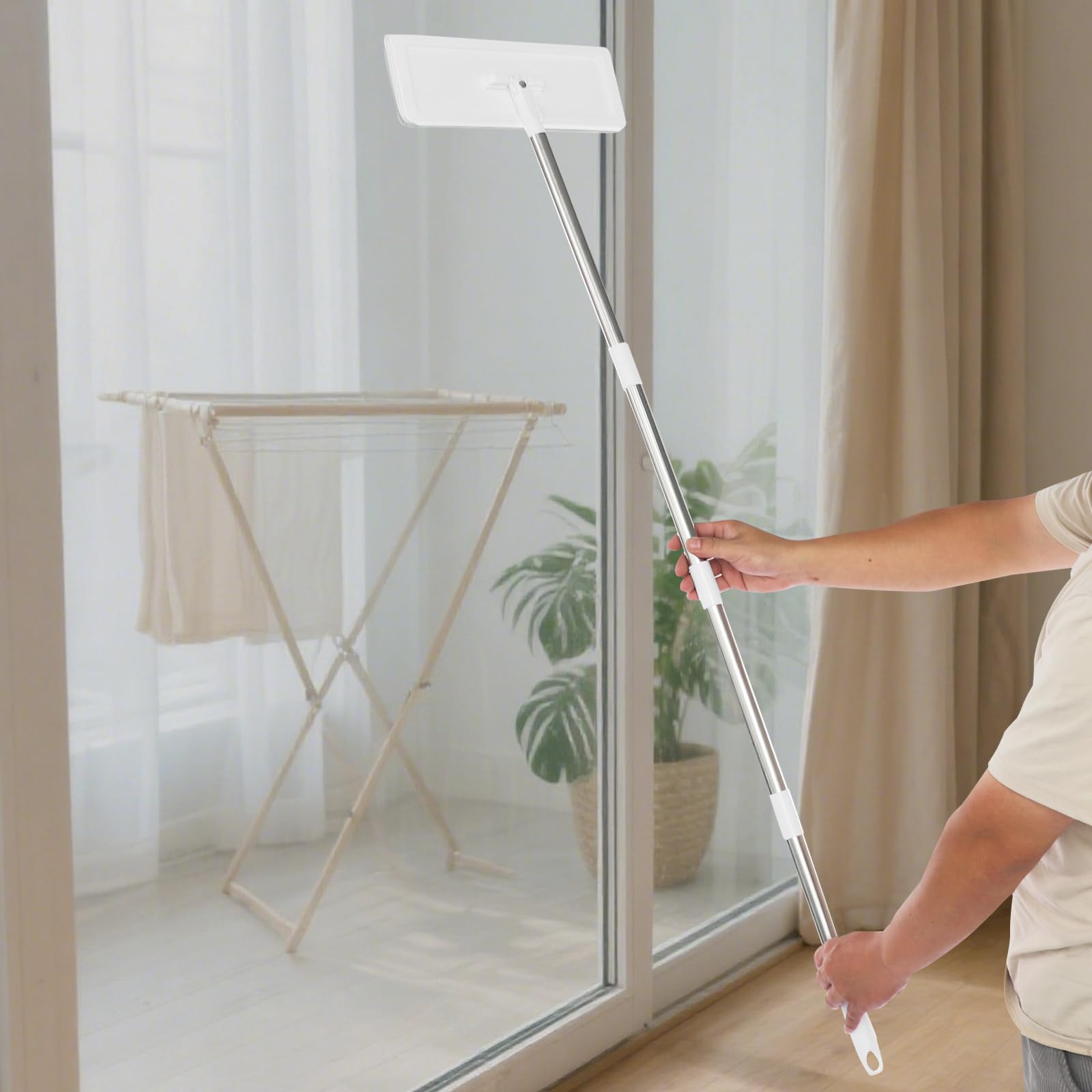 Fregona plana con cubo ABS microfibra giratoria 360° para cocina | Cubo de doble compartimento con rascador flotante, ideal para cocina, baño, paredes y ventanas