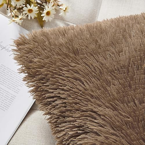 Image of Fall Throw Pillow Covers for Couch Faux Fur Decorative Pillows 18x18 Inches