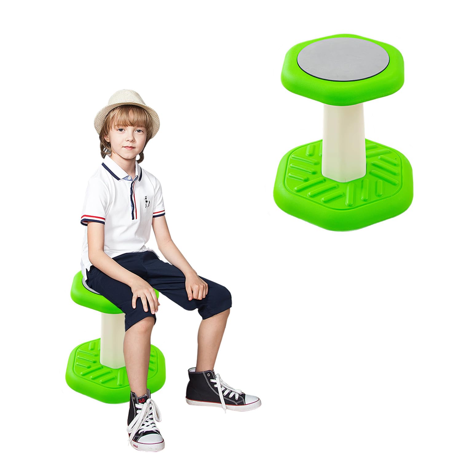 Fanboxk Active Chairs Kids Preschool Wobble Stool - Alternative Flexible Seating Balance Wiggle Stool for Classroom,Preschool,Kindergarten&Elementary School,Active Sensory Chairs,Ages3-8,Green(14in)
