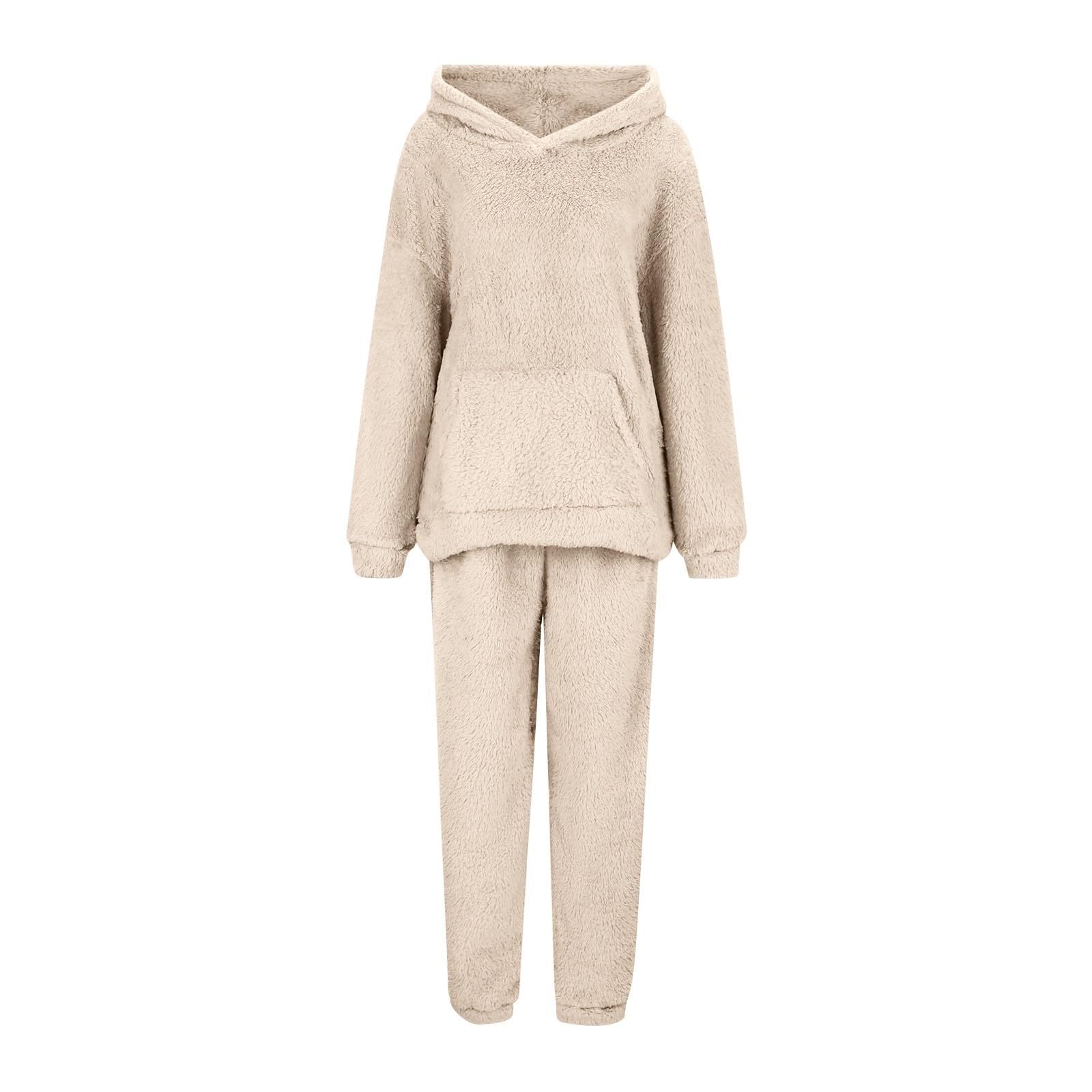 Completo da Donna in Due Pezzi per La Casa, con Cappuccio, Maniche Lunghe, E Pantaloni Casual, Tinta Unita, Autunno Inverno Pigiami Aperti Davanti Invernali Pigiama Estivo Aperto Pajamas