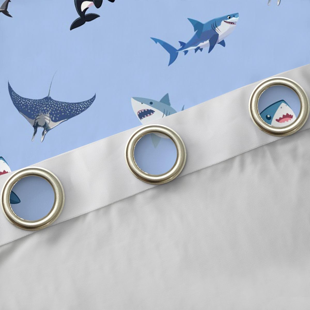 Homemissing Tende di squalo per camera da letto soggiorno animali marini creatura vita marina tende oscuranti mare mondo sottomarino trattamenti per finestre, 2 pannelli larghezza 166 x lunghezza 230