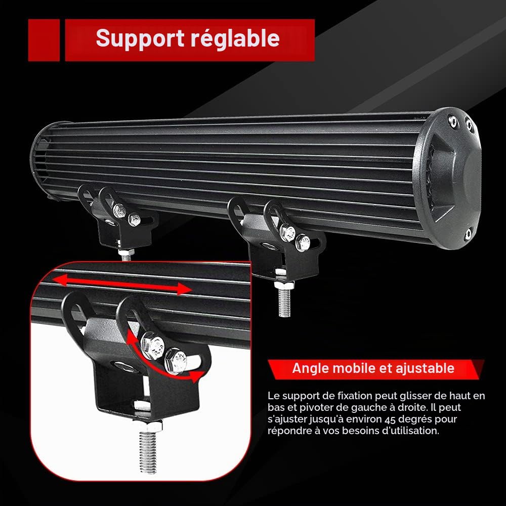 Willpower Barre lumineuse LED de 38.1 cm 90 W,Faisceau combiné,12 V 24 V,Avec faisceau de câblage,Feux de conduite tout-terrain,Étanche,Feux de brouillard,Pour 4x4, camions, tracteurs, SUV, ATV
